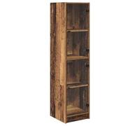 Haut Armoire Bois Ancien 35 x 37 x 142 cm en Bois d'ingénierie avec Portes en Verre, Rangement vitrine pour Salle à Manger, Cuisine, Salon et Bureau élégant