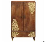 Haut armoire en bois de mangue - WIENS - 60x33x100 cm - Marron - Bois de mangue massif - Design doré imprimé