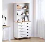 Haut "ASKIM" Blanc 91x40x199,5 cm en bois massif de pin, Haut "ASKIM" Blanc 91x30x104 cm en bois massif de pin, Commode "ASKIM" Blanc G