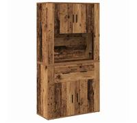 vidaXL Haut de buffet bois ancien 80x33x150 cm Bois d'ingénierie, 4 portes, tiroir