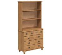 Haut de buffet en bois de pin - vidaXL - Cire de Miel - 91x40x184 cm - Bois de pin massif - 8 tiroirs - 2 étagères