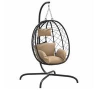 Haut de gamme - Fauteuil suspendu avec coussin en polyrotin et acier taupe EU03_4059222