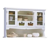 Haut de Vaisselier Blanc 9 Niches 2 Portes 2 Tiroirs Vitrés L 143 H 96 P 33 cm - L 143 x l 33 x H 96 cm Blanc G