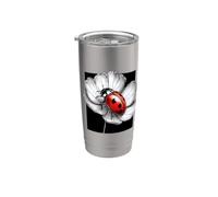 Haut imprimé coccinelle et fleurs, mignon et décontracté pour l'été Gobelet isotherme en acier inoxydable double paroi