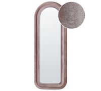 Haut Miroir Mural Moderne en Velours Rose 60 x 160 cm Forme en Arc Cadre en MDF