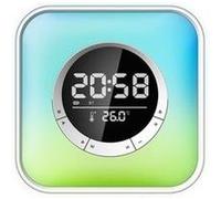 Haut-parleur bluetooth blanc horloge réveil atmosphère lumières led G