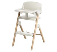 Haut siège pliant et portable pour bébé - Siège haute pour enfant - Coussin de siège imperméable - Plateau amovible - Repose-pieds réglable - Structure en métal - Beige