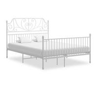 Haute qualité - Grand lit(2 personnes) Cadre de lit et tête de lit sans matelas blanc 160x200 cm - pour chambre - métal 9_7428679