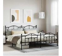 Haute qualité - Grand lit(2 personnes) Cadre de lit métal sans matelas avec pied de lit noir 200x200cm - pour chambre - 9_7033922