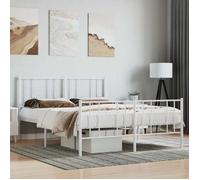 Haute qualité - Grand lit(2 personnes) Cadre de lit métal sans matelas et pied de lit blanc 140x190 cm - pour chambre - 9_4659600