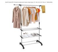 HAUTE QUALITÉ!!! Portant à vêtements triple simple tige rétractable à roulettes L 91-164 x 43 x 93-158 cm - DINGXIANG