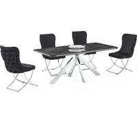 Haute qualité Salle à manger Set Blanc Ensemble Table 4x Chaises Design Meubles Modernes