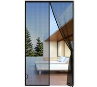 HAUTEMENT IGNIFUGE - Moustiquaire Porte Fenêtre, 80 x 200 CM | Maille Fine NOIRE - Rideau Anti Mouche, Se Ferme Tout Seul, La Bande au Sommet du Volet Magnétique a Été Élargie à 3,8CM