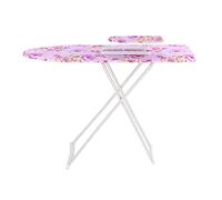 Hauteur réglable, 4 pieds, grande table à repasser, housse en coton, table à repasser pliable et pliable, table à repasser peu encombrante, motif floral, légère et compacte, repose-fer, pieds