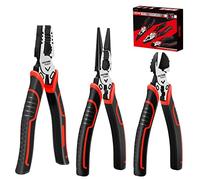 HAUTMEC HT0270 Lot de 3 Pinces à bec fin de 20,3 cm, pinces de ligne de 20,3 cm, pinces coupantes diagonales de 15,2 cm
