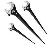 HAUTMEC Lot de 3 clés à molette réglables de 25,4 cm, 30,5 cm et 40,6 cm avec barre de levier arrière, finition oxyde noir, échelles métriques et SAE forgées en acier CR-V avec trou d'attache
