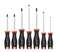 HAUTMEC Lot de 7 tournevis professionnels avec tige S2 forgée, embouts magnétiques et poignée rembourrée trimatérielle, comprend 3 têtes plates polyvalentes, 2 Phillips, 2 Pozidrov, HT0330