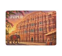 Hawa Mahal, Jaipur, India Illustration Tapis à Poils Courts 150 x 100 cm | Ambiance d'hiver : Tapis de chambre, avec dos à points PVC antidérapants; pour chambre et salon