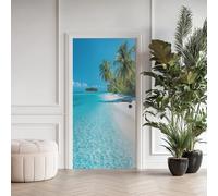 Hawaï Sticker Mural, Île Tropicale Autocollants De Porte Muraux Décoration Poster Mural 80x200 cm, Cocotier Plage Stickers de Porte Imperméable Vinyle