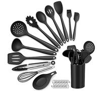 HaWare Ensemble d'ustensiles de cuisine 13 pièces en silicone avec support, ustensiles de cuisine avec spatule, cuillère, ustensiles de cuisine antiadhésifs et résistants à la chaleur, passent au