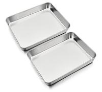 HaWare Lot de 2 plaques de cuisson, en acier inoxydable, rectangulaires, profondes, pour cuire, rôtir, servir, non toxique et sain, passe au lave-vaisselle