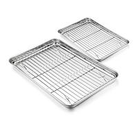 HaWare Lot de 4 plaques de cuisson en acier inoxydable avec grille de refroidissement - Sain et non toxique, finition miroir et passe au lave-vaisselle