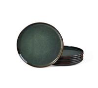 HaWare Lot de 6 petites assiettes rondes en céramique émaillée réactive de 20,3 cm pour maison, restaurant, résistantes aux éclats et aux rayures, passent au micro-ondes et au lave-vaisselle, vert