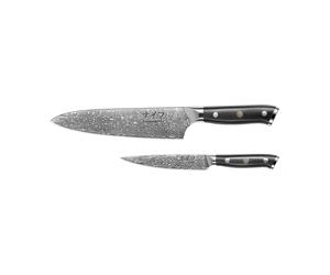 Hâws Ensemble de couteaux de chef et universel Damascus By Hâws 2 pièces Noir-acier inoxydable