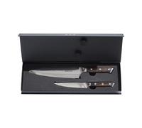 Hâws Ensemble de couteaux de chef et universel Damascus By Hâws 2 pièces Wengé