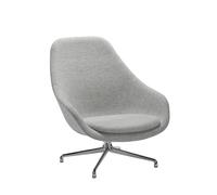 HAY About A Lounge Chair High AAL 91 - aluminium poli - Kvadrat Hallingdal 130 - gris moucheté