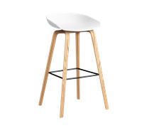 HAY About a Stool AAS 32 - patins plastique - Hauteur d'assise 75 cm - repose-pied noir - vernis à base d'eau - white 2.0