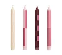 HAY Bougies Pattern mix lot de 4 Pink-bordeaux