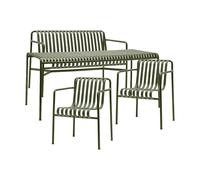 HAY Ensemble de salle à manger Palissade 2 fauteuils Dining + banc 170x90 cm olive