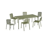 HAY Ensemble de salle à manger Palissade 6 chaises 170x90 cm olive