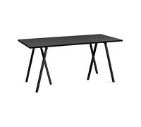 HAY Table à manger Loop Stand incl. support 77.5x160 cm Black-black linoleum-black ash