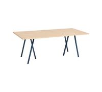 HAY Table à manger Loop Stand incl. support 92.5x200 cm Deep blue-clear lacq. oak