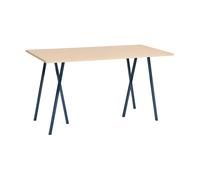 HAY Table de bar Loop Stand incl. support 87.5x180 cm Deep blue-clear lacq. oak