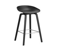 Tabouret de bar basse AAS 32 2.0 chêne laqué noir water-based lacquered oak base/footrest stainless steel