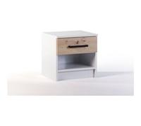 Hayato - table de chevet - effet bois et blanc - 40 cm - Bois / Blanc Bois / Blanc G