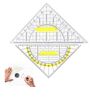 HAYGEM 2 Pièces Équerre École avec Poignée, Lot Regle Equerre Rapporteur Transparent, 45°Triangle avec Graduation Jaune, Triangle Flexible pour les Bureaux Scolaires, les Mathématiques et les Arts