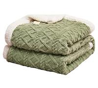 Hayisugal Couverture douillette en sherpa - Couverture polaire super douce pour canapé, couvre-lit ou plaid de canapé, vert 200 x 230 cm