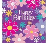 Unique Party 40272 - Serviettes en Papier - 16,5 cm - Fête à thème Anniversaire Fleur - Paquet de 16