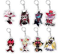 Hazbin Lot de 8 porte-clés en acrylique pour clés, sac à dos, accessoires de cosplay