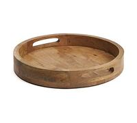 Hazelton Oaks Plateau de Service en Bois de Manguier Rond avec Poignées - Planche à Goûter de Taille Moyenne de Qualité Alimentaire