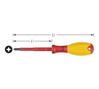 Hazet Tournevis cruciforme pour électricien PH 2 – Lame 100 mm