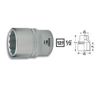 Hazet Douille (à 12 pans) - Carré creux 12,5 mm (1/2 pouce) - Profil Traction à 12 pans extérieurs - Taille: 3/8 - Longueur totale: 38 mm - 900AZ-3/8
