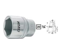 Hazet Douille (à 6 pans) - Carré creux 20 mm (3/4 pouce) - Profil à 6 pans extérieurs - Taille: 42 - Longueur totale: 70 mm - 1000-42