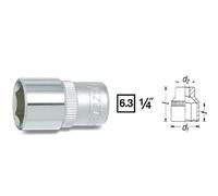 Hazet Douille à 6 pans - Carré creux 6,3 mm (1/4 pouce) - Profil Traction à 6 pans extérieurs - Taille: 9/16 - Longueur totale: 25 mm - 850A-9/16