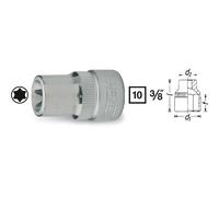 Hazet Douille TORX - Carré creux 10 mm (3/8 pouce) - Profil TORX extérieur - Taille: E 10 - Longueur totale: 28 mm - 880-E10