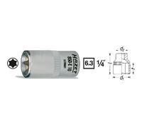 Hazet Douille TORX - Carré creux 6,3 mm (1/4 pouce) - Profil TORX extérieur - Taille: E 8 - Longueur totale: 25 mm - 850-E8